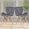 Injoy Life Lot de 4 chaises de salle à manger modernes avec pieds en bois massif, style rétro, en tissu de lin pour salon, salle à manger, chambre à coucher, bureau, café