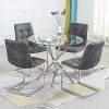 Ensemble de Salle à Manger Moderne avec Table Ronde en Verre et 4 chaises Shepping pour Salle à Manger, Cuisine, Salon (Table Ronde + Quatre chaises) (Table Ronde + Quatre chaises à Archet)