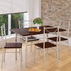 CASARIA Ensemble 5 pièces Paul chêne foncé 1 Table 4 chaises métal laqué Cuisine Ensemble Table et chaises pour Salle à Manger