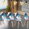 WV LeisureMaster – Lot de 4 chaises de salle à manger nordique classique scandinave, tissu en lin, pieds en bois de hêtre massif, convient pour salle à manger, salon (bleu, 4)