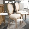 51hsXTmMiiL._AC_.jpg HOMCOM Lot de 2 chaises de Salle à Manger - Chaise de Salon médaillon Style Louis XVI - Bois Massif sculpté, patiné - Aspect Lin Beige