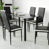 Flyelf Lot de 2 Chaises de Salle à Manger, Dossier Haut Siège Large, Meubles de Salle à Manger de Cuisine, Cuir + Acier Inoxydable (Noir-Blanc, 2)