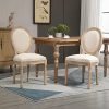 51ldc9X817L._AC_.jpg HOMCOM Lot de 2 chaises de Salle à Manger - Chaise de Salon médaillon Style Louis XVI - Bois Massif sculpté, patiné - Aspect Lin Beige