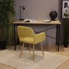 51mygvlwnES._AC_.jpg MEUBLE COSY Fauteuil Salon, revêtement en tissu jaune et pied en métal imitation bois, Chaise de Bureau Ergonomique, Chaise de Salle à Manger Capitonnée