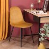 51oEckcXErL._AC_.jpg Furnish 1 Lot de 4 Chaises Scandinave Fauteuil Industriel Velours Jaune Pied Métal Salle à Manger Cuisine Salon Bureau Chambre Travail à Distance Chaise de Bureau