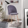 GOLDFAN Lot de 4 Chaises en Velours Moderne Chaise de Cuisine Chaise de Salle à Manger Chaise de Salon avec Pieds en Métal, Gris