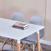 Lot de 6 chaises de salle à manger Mübbles Moderne du milieu du siècle Chaise de cuisine en plastique avec pieds en bois pour salle à manger, chambre à coucher, salon gris