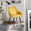 MEUBLE COSY Lot de 2 Chaise Salle à Manger Scandinaves en Velours Jaune Fauteuil Salon Design avec Accoudoirs, 56x59x75cm