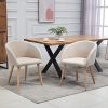 HOMCOM Chaises de Visiteur Design scandinave - Lot de 2 chaises - Pieds inclinés effilés Bois Caoutchouc - Assise Dossier accoudoirs ergonomiques Aspect Lin Beige