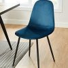 BAÏTA Lena Lot de 4 chaises, Velours, Bleu, h86cm