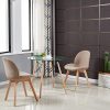 EGGREE Lot de 4 Chaises de Salle à Manger Scandinave Chaises en Tissu Lin, Chaise de Salon Design Rétro avec Jambe de Bois de Hêtre Massif, Gris