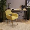 51t-vnnfzKS._AC_.jpg MEUBLE COSY Fauteuil Salon, revêtement en tissu jaune et pied en métal imitation bois, Chaise de Bureau Ergonomique, Chaise de Salle à Manger Capitonnée