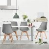 H.J WeDoo Chaises Salle à Manger Lot de 8 Chaises Scandinaves, Chaise Design Rembourrée Chaises de Cuisine, Pieds en Bois de Hêtre Massif, Gris