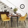 MEUBLE COSY Lot de 2 Chaise Salle à Manger Scandinaves en Velours Jaune Fauteuil Salon Design avec Accoudoirs, 56x59x75cm