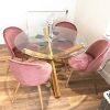 51xlNkiPnQL._AC_.jpg n/c JIASEN Lot de Rétro Chaises de Loisirs en Tissu de Velours Chaises de Salle à Manger Rembourrées avec des Jambes en Métal Style Bois pour la Maison Le Salon et Le Bureau (Rose, 4)