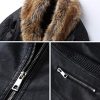 Geschallino Veste en Cuir PU Femme, Veste avec Poches Zippées, Floral Veste Courte pour Automne, Printemps