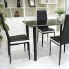 Flyelf Lot de 2 Chaises de Salle à Manger, Dossier Haut Siège Large, Meubles de Salle à Manger de Cuisine, Cuir + Acier Inoxydable (Noir-Blanc, 2)