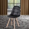 Lot de 4 chaises de salle à manger en cuir synthétique capitonné avec boutons et pieds en bois pour salle à manger, chambre à coucher, salon