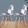 Lot de 4 chaises de salle à manger en mosaïque de style scandinave moderne avec patchwork et chaises en bois massif de style scandinave (noir)