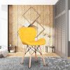 EDLMH Lot de 4 chaises de salle à manger au design moderne et ergonomique avec pieds en bois de hêtre naturel pour salle à manger, bureau, salon, cuisine (4, jaune polyuréthane)