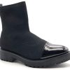 Angkorly - Chaussure Mode Bottine Botte Chaussette Slip-on Souple Femme Verni Maille Extensible Talon Bloc 4 CM