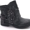 Angkorly - Chaussure Mode Bottine Motard Effet Vieilli Couverte Femme clouté tressé Boucle Talon Bloc 3.5 CM