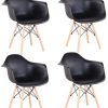 BenyLed Lot de 4 Chaise de Salle à Manger, Fauteuil de Chaise Latérale Design Rétro avec Jambe de Bois de Hêtre Massif pour Cuisine, Salon, Salle D'étude, Café, etc, Noir