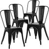 BenyLed Lot de 4 Chaises de Salle à Manger Empilables BenyLed Lot de 4 Chaises de Salle à Manger Empilables en Métal Style Industriel Vintage, Convient pour Une Utilisation Intérieure et Extérieure, Chaise de Jardin, Noir