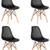 BenyLed Lot de 4 Chaises en Plastique Creuses Simples et Modernes, Chaise de Loisirs à la Maison, Chaises de Salle à Manger Minimalistes Modernes (Noir)