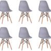 BenyLed Lot de 6 Chaises de Salle à Manger Contemporaines en Plastique Design Rétro Chaise D'appoint pour Salle à Manger, Cuisine, Bureau, Restaurant, etc (Gris)