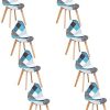 BenyLed Lot de 8 Chaises de Salle à Manger Chaises Patchwork Colorées avec Pieds en Bois Chaise Longue Scandinave (Bleu-8pcs)