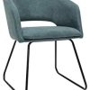 By Demeyere « Dalia » Chaise de Salle à Manger By Demeyere « Dalia » Chaise de Salle à Manger Moderne en Tissu Bleu et Pieds Luge en métal Noir avec accoudoir 54x62x78,5 cm