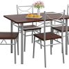 CASARIA Ensemble 5 pièces Paul chêne foncé 1 Table 4 chaises métal laqué Cuisine Ensemble Table et chaises pour Salle à Manger