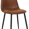 CLP Chaise De Salle A Manger Napier en Similicuir Tissu CLP Chaise De Salle A Manger Napier en Similicuir Tissu Ou Velours I Chaise avec Surface D'assise Matelassée Pieds en Metal I Charge Max.150 Kg, Couleur:Marron, matière:Vintage Similicuir