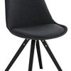 CLP Chaise De Salle A Manger PEGLEG Square Dossier Assise Tissu Pieds en Bois Carrés I Chaise Design Retro Scandinave I Noir, piètement: Noire