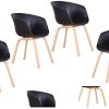 Chaise de salle à manger nordique rétro avec dossier simple Chaise de salle à manger nordique rétro avec dossier simple - Noir - 4
