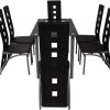 Chaises de Salle à Manger élégantes Lot de 6, Chaise Salle Manger avec Dossier de 58,5 cm de Hauteur, Chaise de Salon en Cuir PVC pour Cuisine, Salle à Manger, Jardin (6, Noir)