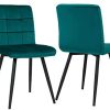 DUHOME Chaise Salle à Manger en Tissu (Velours) sélection de Couleur Chaise rembourrée Design Retro avec Pieds en métal 8043B, Couleur:Vert Bleu, matière:Velours