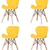 EDLMH Lot de 4 chaises de salle à manger au design moderne et ergonomique avec pieds en bois de hêtre naturel pour salle à manger, bureau, salon, cuisine (4, jaune polyuréthane)