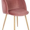 EGGREE Chaises Salle à Manger en Tissu Velours Rétro Fauteuil Rembourré Scandinaves,Pieds en Métal,Rose