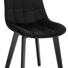 EUGAD 1 X Chaise de Salle à Manger Velours Assise Bois Pieds,Chaise Moderne pour Cuisine Chambre Salon,Noir 0656BY-1