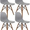 Ensemble de 4 chaises de salle à manger scandinaves Chaise de salon de mode pieds en bois de hêtre massif Chaise confortable adaptée à la chambre et au salon café chaises salle manger (Gris)