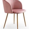 FATI Chaise de Salle à Manger Chaise de Bureau Fauteuils en Velours, Pieds en Métal (Rose, 1)