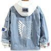 Femme Blousons Attack on Titan Unisexe Hoodies Denim Veste Manteau Sweat à Capuche CosplayCostume