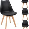 Futurefurniture.® Lot de 4 chaises de salle à manger avec pieds en bois de hêtre massif Noir
