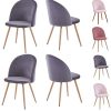 GOLDFAN Lot de 4 Chaises en Velours Moderne Chaise de Cuisine Chaise de Salle à Manger Chaise de Salon avec Pieds en Métal, Gris