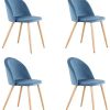 GrandCA HOME Chaise en Velours-Lot de 4 chaises de Salle à Manger, Convient pour Salle à Manger Salon Salon Chambre (Bleu-4)