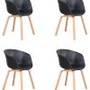 GrandCA HOME Chaises de Style Nordique Lot de 4,chaises de Salle à Manger Fauteuils avec Pieds en Bois Massif,Chaise de Salon Chaise de Cuisine Chaise de Bureau (Noir)