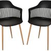 HOMCOM Lot de 2 chaises de Salle à Manger, Chaise de Cuisine, Design élégant Moderne, Pieds antidérapants métal, Dossier Large accoudoirs ergonomiques, Grand Confort, 58 x 53 x 81,5 cm, Noir