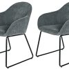 HOMYCASA Fauteuil Ensemble de 2 Chaises de Salle à Manger pour Salle à Manger Design Moderne Mid-Century Tissu Chenille (JOKIC Gris)